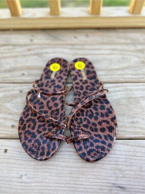 Women's Leopard Print Slide Sandals - Brown Animal Pattern